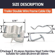 ELITEWILL 23mm Stainless Steel SunRunner Trailer Cable Frame Wire Clips Wiring to Frame 25pc