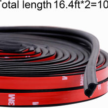 Funlove 32Ft Universal Car Weather Stripping Self Adhesive Automotive Door Rubber Weather Draft Seal Strip for Car Window Door Engine Cover Noise Insulation (B Shape Black,10M)