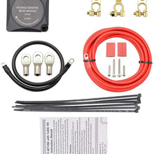 12V 140A Dual Battery Isolator Auxiliary Isolation Kit Voltage Sensitive Relay and Wiring Cable Kit for Auto, Boat, RV