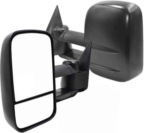 AERDM New Pair Towing Mirrors Manual Operated Textured Black Telescoping Trailer Side Mirrors Fit Chevy/GMC/Cadillac Silverado Sierra Avalanche Suburban Tahoe Yukon XL Escalade EXT ESV