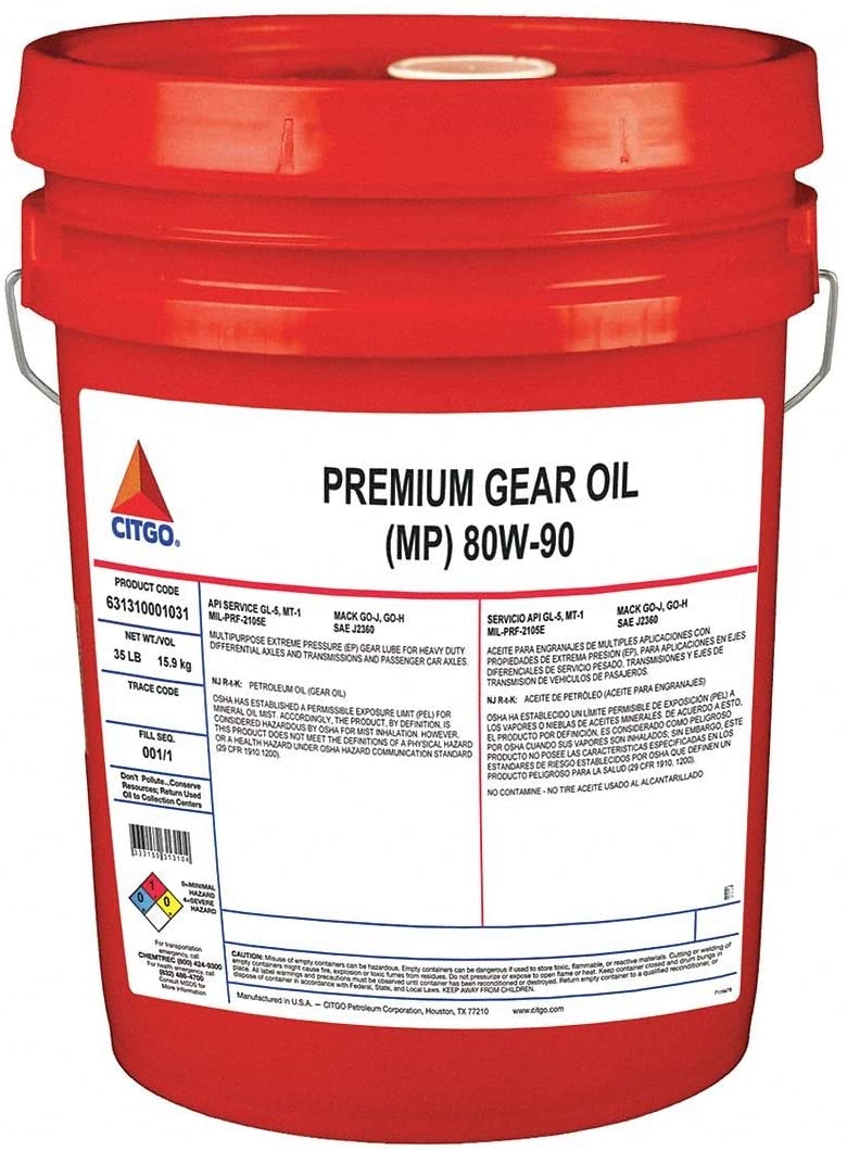 Citgo 631310001031 - Gear Oil Mineral Oil Pail 139 cSt 35 lb.