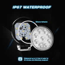Nilight 2PCS 27W Round Flood Driving Lamp Waterproof Jeep Off Road Fog Lights with Off Road Wiring Harness- 2 Leads