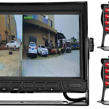 GreenYi-58 Wired AHD Truck Backup Camera Monitoring System, 7 Inch IPS DVR Dual Split Screen Monitor, 2PCS Mini IR Rear View Camera for Trailer Box Truck RV Camper Bus Van Motorhome 5th Wheel