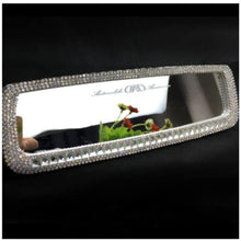 LuckySHD Bling Rhinestone Car Rear View Mirror for Women - Silver(Not a Cover.A Whole Mirror)