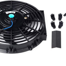 LucaSng 6 Row Radiator Remote Transmission Oil Cooler Aluminum with 10" Black Cooling Fan w/Kit Electric Radiator Cooling 12V 80W Mount Kit