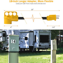 Snowy Fox RV 15Amp to 50Amp Adapter - 15Male/50Female Camper RV Electrical Adapter Power Cord with Innovative 180 Degree Bend Design Easy Grip Handle,18inches,10AWG 125V/1875W