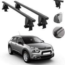 Roof Rack Cross Bars Lockable Luggage Carrier Smooth Roof Cars | Fits Citroen C4 Cactus 2018-2021 Black Aluminum Cargo Carrier Rooftop Bars | Automotive Exterior Accessories