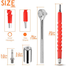 4PC Universal Socket Tool Set, 7mm- 19mm Magic Socket, Reversible Bushing Ratchet Wrench, Sockets Adapter, Drill Bit Extension, Gifts For Motorcycle Enthusiasts Handyman, Father/Dad, Husband Boyfriend