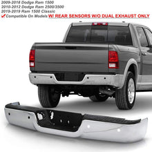 ACANII - For 2009-2018 Dodge Ram 1500 w/Sensor Holes w/o Dual Exhaust Chrome Steel Rear Step Bumper Complete Assembly