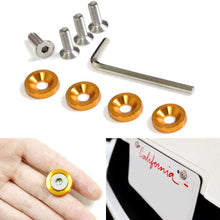 iJDMTOY (4 JDM Racing Style Gold Aluminum Washers Bolts Kit for Car License Plate Frame, Fender, Bumper, Engine Bay, etc