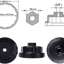 Heavy Duty Oil Filter Wrench for Toyota,Lexus,RAV4,Camry,Tundra,Highlander,Sienna and More-Cup Style Oil Filter Cap Removal Socket Tool for 2.5-5.7L Engine with 64mm Cartridge Style Oil Filter Housing
