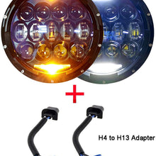 130W Exclusive Blue Projector Lens Brightest 7 inch LED Headlights Amber Turn Signal/DRL Bulbs Kit for Jeep Wrangler JK LJ JKU TJ CJ Sahara Rubicon Freedom Dragon Edition Unlimited Headlamps