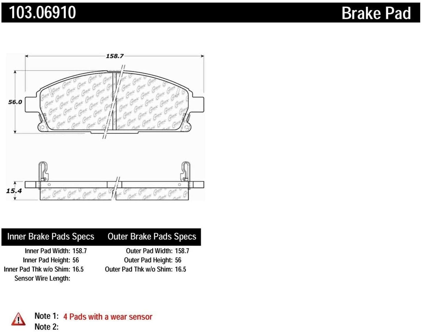 Centric (103.06910) Brake Pad, Ceramic