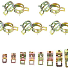 Senyar Hose Clamps Fastener,100 Pcs 10 Sizes Autos Spring Steel Clip Fuel Oil Water Hose Pipe Tube Clamp Fastener