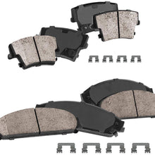 CPK11086 FRONT + REAR Performance Grade Quiet Low Dust [8] Ceramic Brake Pads + Dual Layer Rubber Shims + Hardware