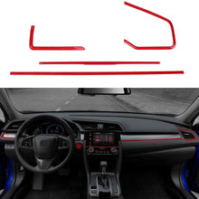 Thenice 4pcs Center Consoles Panel Stickers Dashboard Trims Strips Inner Decals for 10th Gen Honda Civic 2019 2018 2017 2016 -Red