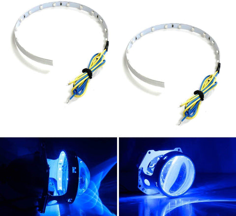 iJDMTOY Ultra Blue 15-SMD High Power LED Demon Eye Halo Ring Kit Compatible with Car Motorcycle Headlight Projectors or Aftermarket 2.5 2.8 3.0 Inch Retrofit Projector Lens