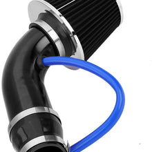 Qiilu 76mm 3 Inch Universal Car Cold Air Intake Filter Aluminum Induction Hose Pipe Kit (Black)