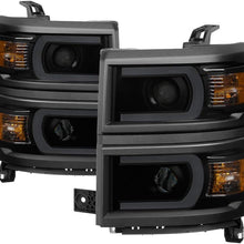 Carpart4u - LED Light Tube DRL Headlights for Chevy Silverado 1500 14-15 - Black/Smoked Lens