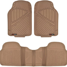 FlexTough Baseline, Heavy Duty Rubber Floor Mats 3pc Front & Rear for Car SUV Truck Van, 100% Odorless BPA-Free & All Weather Protection