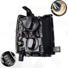 LED DRL Projector Headlight Assembly Compatible with Chevy Silverado 14-15 Headlamps with Chrome Housing Amber Corner