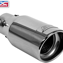 DC Sports EX-1012B Performance Bolt-On Resonated Muffler Slant Tip with Clamps and Adapters for Universal Fitment on Most Cars, Sedans, and Trucks - Matte Black Powdercoat