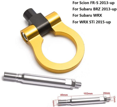 EPMAN Circular Ring JDM Aluminum Front/Rear Tow Hook Kit for Scion for Subaru BRZ WRX/WRX STi (Gold)