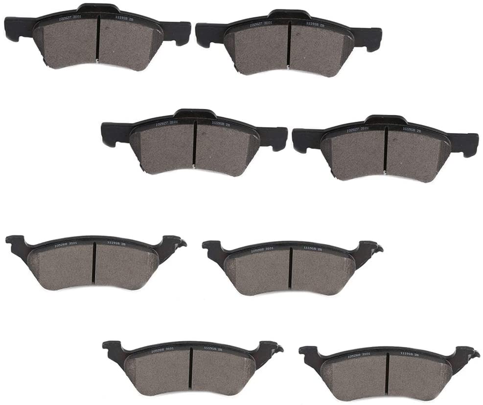 Aintier 8pcs Ceramic Brake Pads Sets fit for 2001-2007 Dodge Caravan, 2001-2007 Dodge Grand Caravan