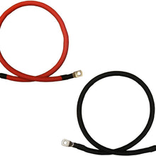 2 AWG Gauge Red + Black Pure Copper Battery Inverter Cables Solar, RV, Car, Boat 12 in 5/16 in Lugs