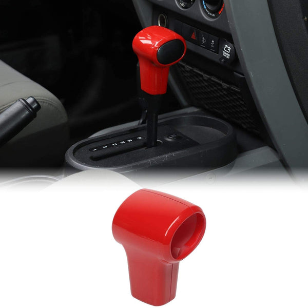 RT-TCZ Gear Shift Knob Handle Cover ABS Full Trim Frame Bezel Interior Accessories for Jeep Wrangler 2007-2010 JK JKU Sport X Sahara Rubicon Red