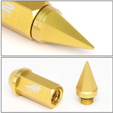 J2 Engineering 7075-T6 Forged Aluminum M12 x 1.5 75mm 20Pcs Spiky Cap Lug Nut + Adapter (Gold)