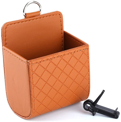 Car Storage Box，Car Universal Storage Pouch Bag Phone Mod Sun Glass Box Holder Pocket Organizer Brown