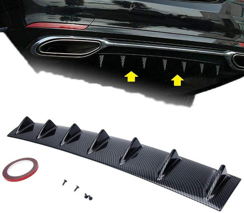 S SIZVER 1 x Carbon Style Rear Lower Bumper Diffuser Fin Spoiler Lip Wing Splitter 34