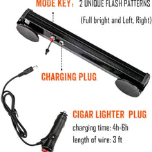 LE-JX Amber/White Wireless Battery Traffic Advisor Emergency Lights Bar Beacon Led Strobe Warning Light Roof Top Hazard Flash with Magnetic Base Mount and 12V Rechargeable Plug (Yellow/White, 12 LEDs)