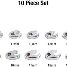 Sunex 9710M 3/8-Inch Drive Metric Crowfoot Flare Nut Wrench Set, Size-10 - Size 19, 10-Piece