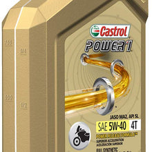 Castrol 06113 Power1 4T 5W-40 Synthetic Motorcycle Oil, 1 Quart Bottle, 6 Pack