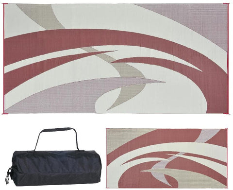 Reversible Mats Outdoor Patio / RV Camping Mat - Swirl (Burgundy/Brown, 9-Feet x 18-Feet)