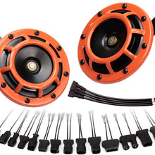 FARBIN Car Horn 12V Super Tone Horn High Tone/Low Tone Metal Twin Horn Kit with 2Pcs Connector Harnesses Cable for Honda