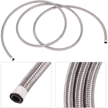 Qiilu AN6 Stainless Steel Braided Fuel Oil Line with 6pcs Swivel Fitting Hose End Adaptor 3.65m/12Ft