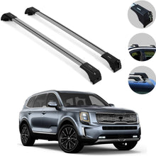 Roof Rack Cross Bars Luggage Carrier Set Silver Fits Kia Telluride 2020-2021 | Aluminum Cargo Carrier Rooftop Luggage Bars