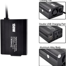 Car Power Inverter Car Charger 150W DC 12V to 110v AC Car Inverter with 3.1A Dual USB Charger (Black)