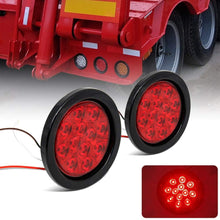 NOVALITE 2pcs 12V 4 Inch Round Red LED Stop Brake Tail Turn Side Marker Light with Sealed Flush Mounted Grommet & 3-pin Pigtail and Cooper Wires for Trailer/Truck/RV/Jeep/Pick-up, Universal