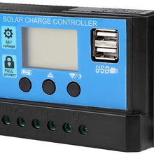 Solar Charge Controller, Solar Panel Charge Controller 60A/50A/40A/30A/20A/10A 12V 24V Auto Solar Charge Controller Solar Battery Charger LCD Display Dual USB Port (50A)