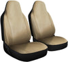 OxGord Car Seat Cover - PU Leather Two Solid Beige with Front Low Bucket Seat - Universal Fit for Cars, Trucks, SUVs, Vans - 2 pc Set
