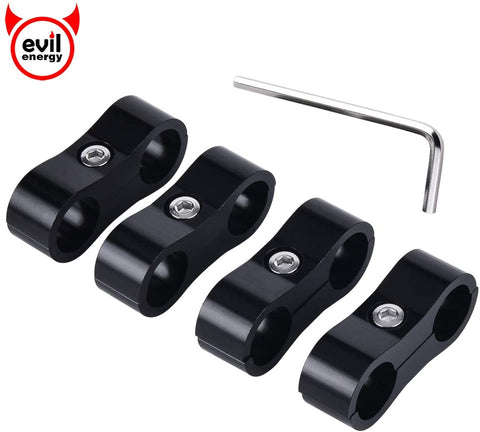 EVIL ENERGY 6AN Fuel Hose Separator Clamp for 3/8 Fuel Hose Oil Line and Gas Line 4Pcs/Pack with Allen Wrench