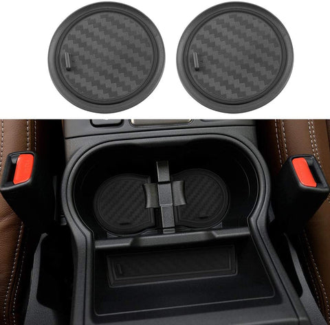 JIECHEN Non-Slip Anti-dust Custom Fit Cup Holder, Door, and Center Console Liner Accessories for 2019 2020 Subaru Forester 17-pc Set (Carbon Fiber Pattern - Black)