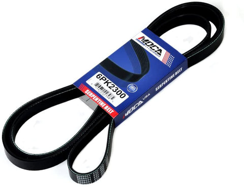 MOCA 6PK2300 EPDM Serpentine Belt Fits Chevrolet Equinox & Express 1500 & G20 Buick LaCrosse GMC G3500 Ford E-250 Econoline Pontiac Torrent 3.8L 4.3L 5.7L OHV 2-Door & 3-Door