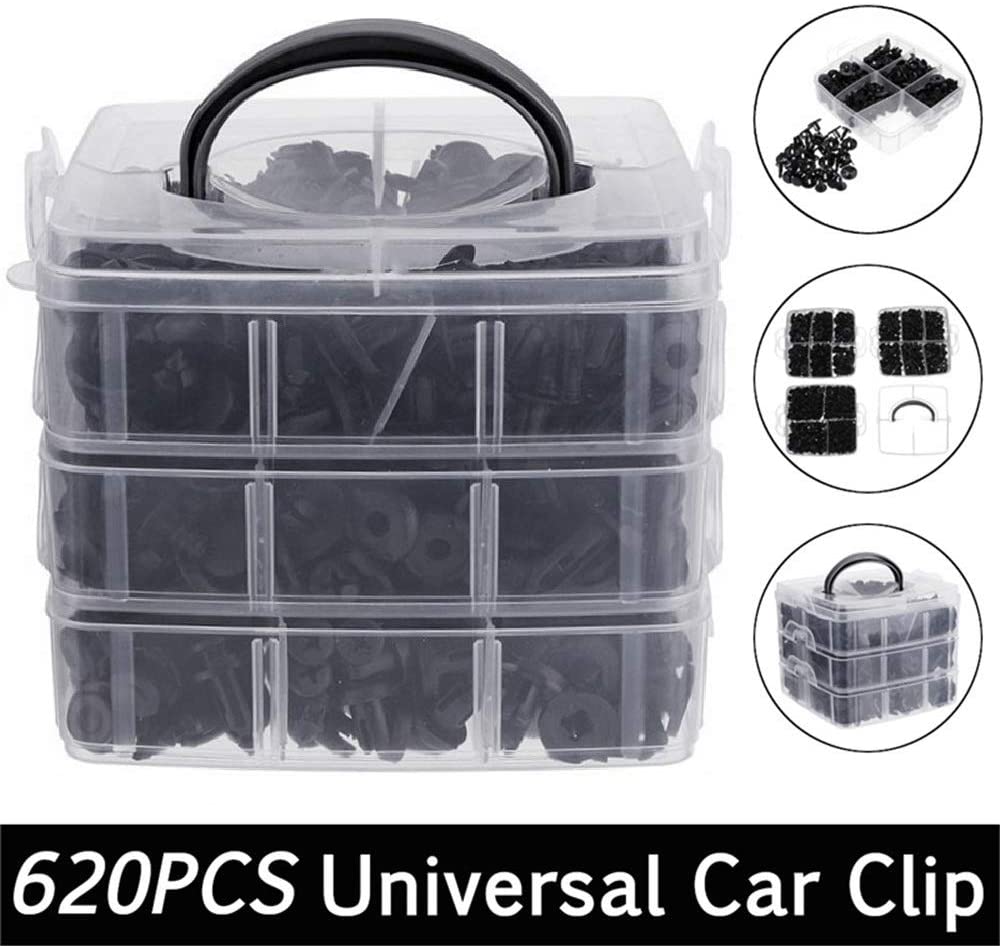 DEDC 620pcs Car Retainer Clips - Push Pin Rivets Set 16 Most Popular Sizes Car Bumper Clips Fastener Rivet for Toyota GM Ford Honda