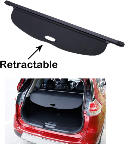 MOEBULB Black Retractable Rear Trunk Cargo Rack Luggage Security Cover Compatible with Nissan Rogue Sv X-Trail T32 2014 2015
