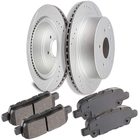 Rear Drilled Slotted Brake Disc Rotors Ceramic Pads ZENITHIKE fit for I-nfiniti FX35/FX37/FX45/JX35/M35h/M37/M56/Q50/Q60/Q70/Q70L/QX60/QX70,for Nissan Murano/Pathfinder/Quest